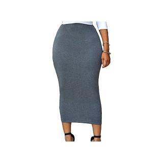 Celeb-Inspired High Waist Pencil Skirt - Grey