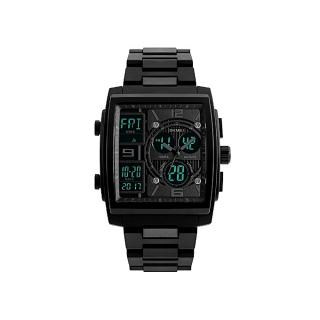 Dual Display Wrist Watch Rectangle Shape Black