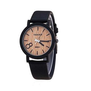 Leather Strap Wrist Watch - Black