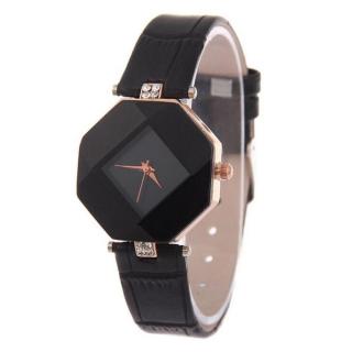 Henoesty Fashion Rhinestone Wristwatch Ladies Dress Watch Quartz Watch Black