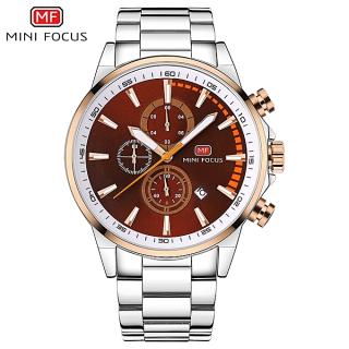 Mini Focus Men's Business Watch Calendar Light And Waterproof Steel Strap 0085g-Brown