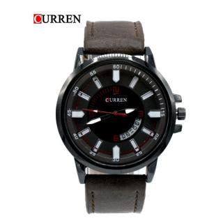 CURREN Male Quartz Watch Calendar Chronograph Men Wristwatch-Dark Brown