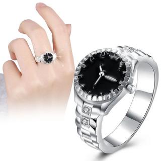 Creative Women Quartz 925 Silver Finger Ring Watch Alloy Personality Jewelry