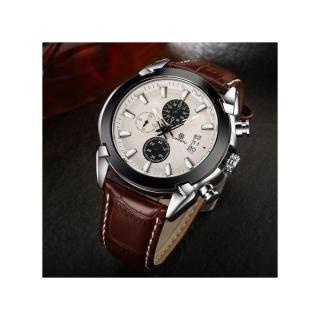 Gorgeous LIANDU Luxury Fashion Leather Mens Glass Quartz Analog Wristwatch Watches Brown