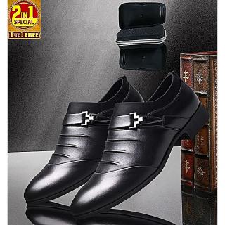 MEN'S DESIGNER LEATHER SHOE WITH FREE MAINTENANCE KIT