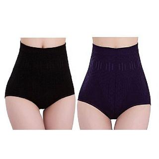 2-in-1 Ladies High Waist Panties - Black And Purple