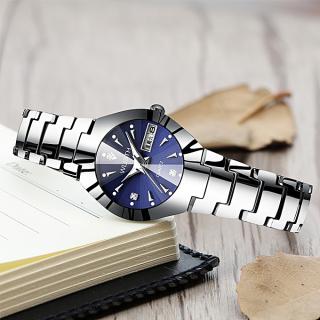 Couple Watch Luminous Waterproof Steel Belt Watch-blue