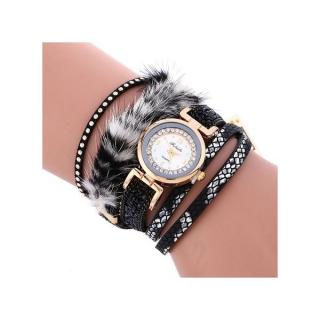 Stylish Crystal Magnetic Buckle Leather Bracelet Lady Womans Wrist Watch BK