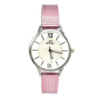 Miyoko Leather Watch - Silver/Pink