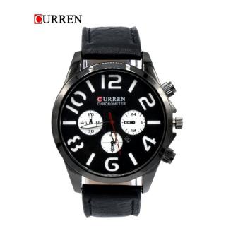 CURREN Male Quartz Watch Calendar Chronograph Men Wristwatch-Black