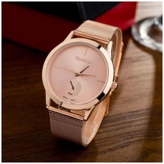 Hiamok_Fashion Alloy Belt Watch Unisex Minimalist Style Quartz Watch C