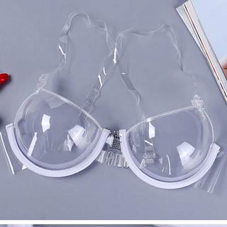 Transparent Plastic 3/4 Cup Clear Strap Invisible Bra Women's Underwear-Transparent