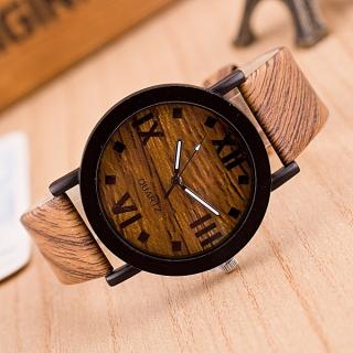 Roman Numerals Wood Leather Band Analog Quartz Vogue Wrist Watches Waterproof