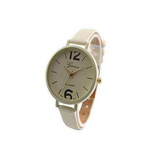 Ladies Women Female Leather Wrist Watch-cream