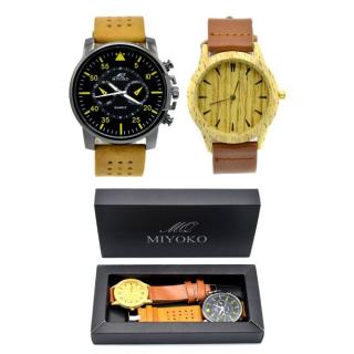 Miyoko Leather Watch Bundle 2pcs - Camel/Brown