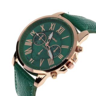 Hiamok_Women's Geneva Roman Numerals Faux Leather Analog Quartz Watch Dark Green