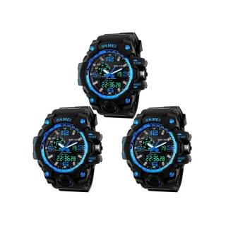 1155B 50M Waterproof Multifunction Sport Watch - Blue (3 PCS)