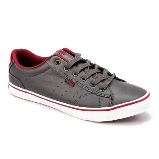 Solid Lace Up Men Sneakers - Dark Grey & Maroon