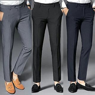 Three Pieces Smart Trousers For Men- Ash,Black And Navy Blue