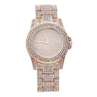 TA-Luxury Design Full Of Shiny Rhinestone Quartz Movement Wrist Watches Woman*Rose Gold