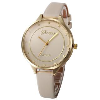 Montre-Bracelet A Quartz En Faux Cuir Pour Femme - Beige