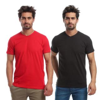 Bundle Of 2 V-Neck T-Shirt_Black & Red