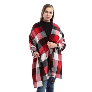 Square Bi-Tone Winter Shawl - Red & Grey