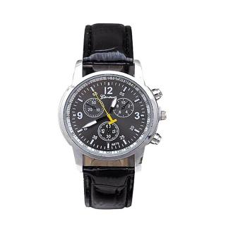  Leather Wrist Watch - Black  By Geneva