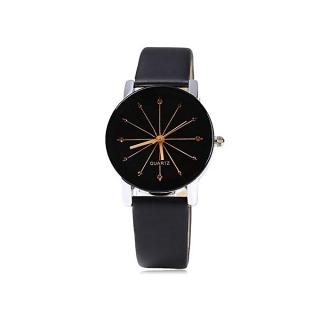 New Exotic Rhinestone Leather Wrist Watch For Ladies - Black