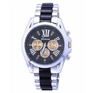 Full Steel Rhinestone Wrist Watch. - Silver/Black