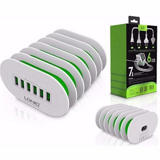Chargeur 6 USB De 7A Auto ID Android & iOs - Blanc_Vert