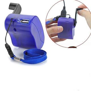 Hand Crank USB Emergency Manual Dynamo Mobile Phone Charger - Blue