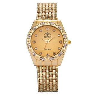 Fancy Female Rhinestone Wrist Watch - Gold