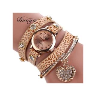 Duoya Hot Selling Super Feahionable Heart Pendant Lady Watches KH-Khaki