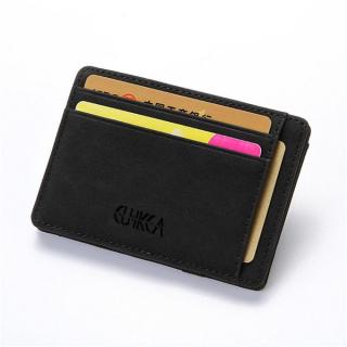 Men Slim Billfold Wallet PU Leather Credit Card Holder Coin Money Clip Zip Bag Black