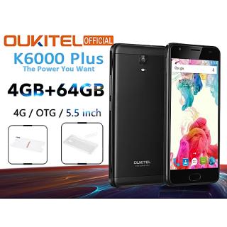 K6000 Plus 5.5-Inch HD (4GB,64GB ROM) Android 7.0 Nougat, 16MP + 8MP Dual SIM 6080 MAh 4G Phablet - Black