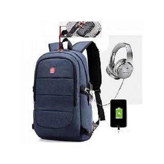 2018 New Anti Theft Smart Bag With Password Lock + Headset Jack With USB Charging Port, Security Travel Backpack & Laptop Bag Water Repellant  - 2018 Design- Blue