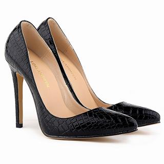 Classic Sexy Pointed Toe High Heels Women Pumps Shoes Crocodile Spring Brand Wedding Pumps  302-1EY-Black