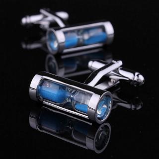 Unique Rare Mens Dress Hourglass Cufflinks For Business Shirt Party Blue