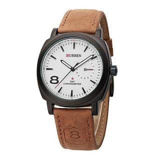  Leather Strap Elegant Unisex Wrist Watch - Brown