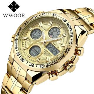 WWOOR 8019 Luxury Brand Fashion Digital Casual Display Watch Men Mens Quartz Watch Military Army Male Wrist Watches Relogio Masculino