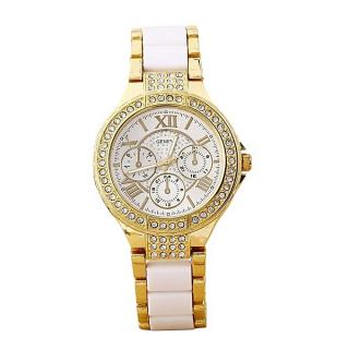 Rhinestone Female Wristwatch. - Gold/White