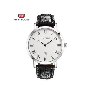 MF0108G  Leather  Watch - For Men - Black/Silver