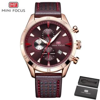 MF0011G Leather  Watch - For Men - Brown/Gold