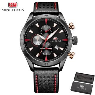 MF0011G Leather  Watch - For Men - Black/Red