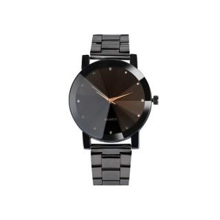 Fovibery Fashion Man Women Crystal Stainless Steel Analog Quartz Wrist Watch