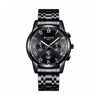 Quartz Watch Steel Belt Business Luminous Waterproof Men's Watch-black-black