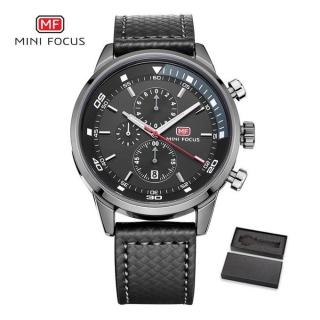 MF0017G Leather  Watch -  For Men - Black/Silver