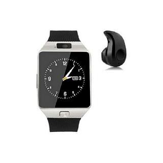 Combo Mini Bluetooth In-ear Earphone & DZ09 Smart Watch - Black