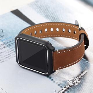For IWatch Apple Watch 42mm Leather Wrist Watch Strap With Metal Protective Case